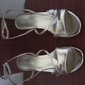 Nine West Shiny Gold Strappy Sandals